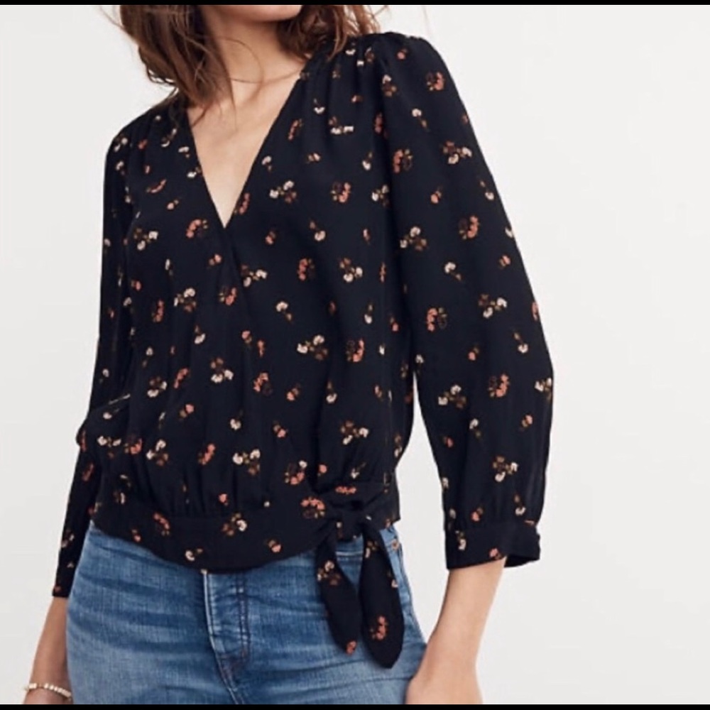 Madewell Floral Print Wrap Top Small